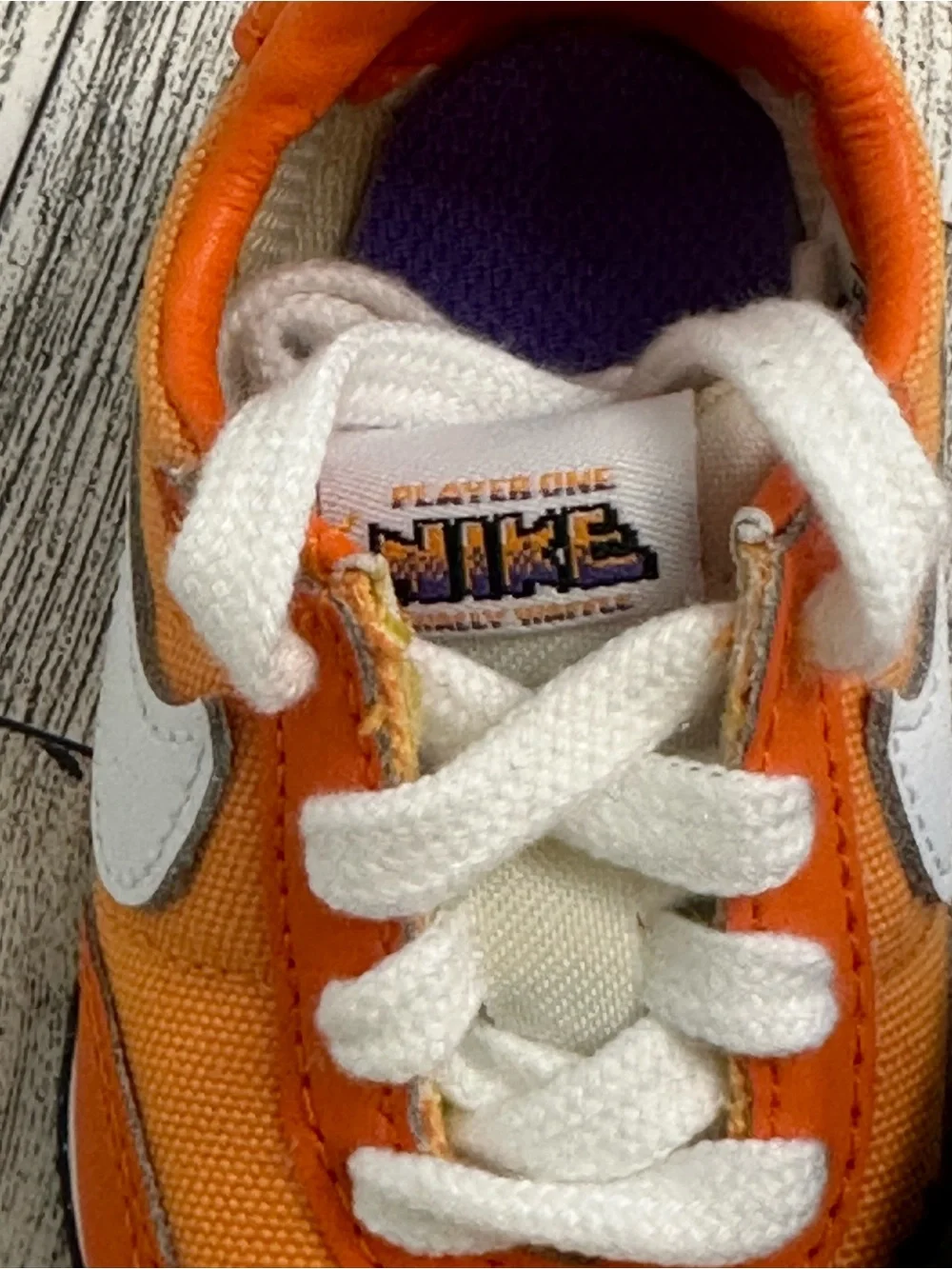 New! Nike Kids Orange & White Sneakers with Purple Accent size 3C